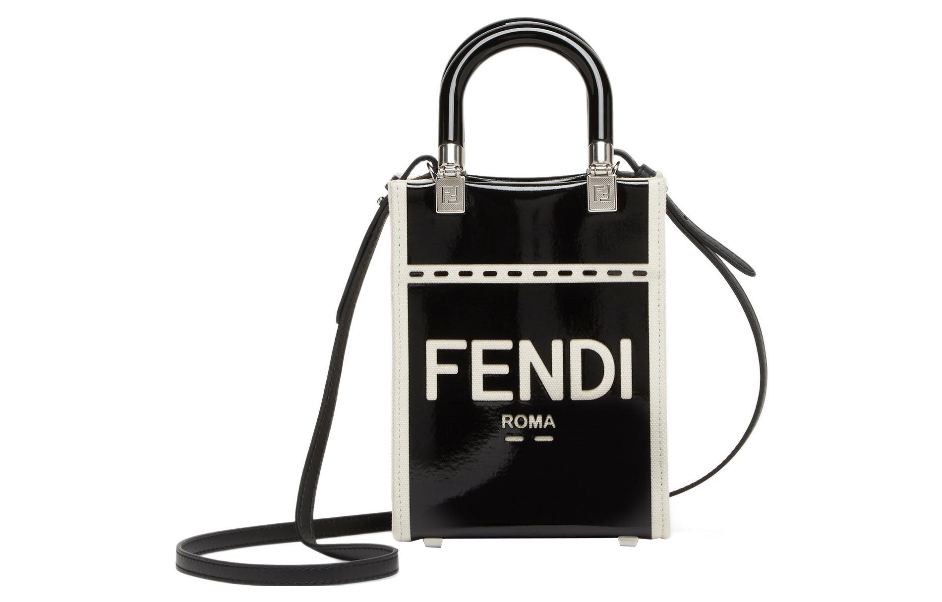 

FENDI Солнечная кожаная сумка с канвой