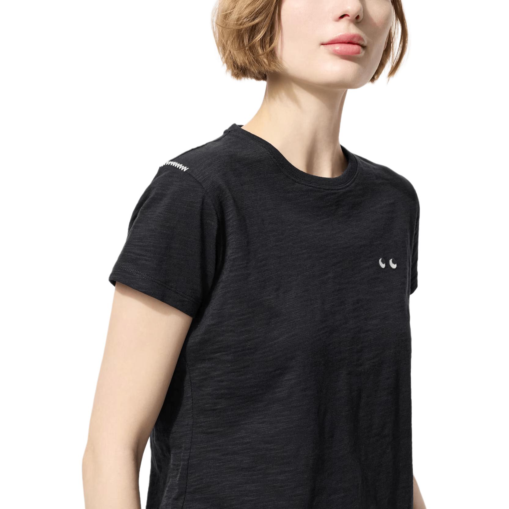 Футболка Anya Hindmarch SS25 Regular женская UNIQLO, черный — фото 3