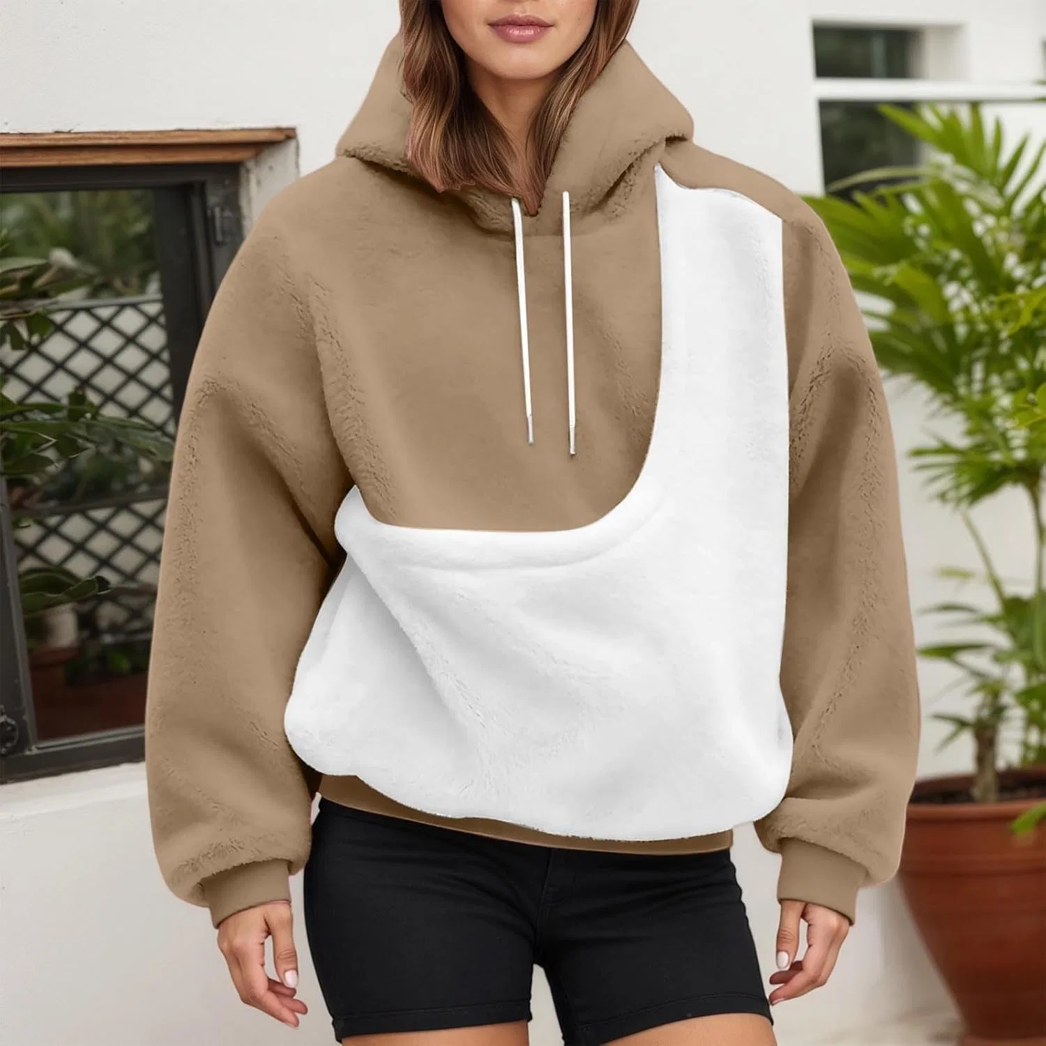 Толстовка с карманом для животных, Cat Pouch Hoodie, C03 Coffee — фото 3