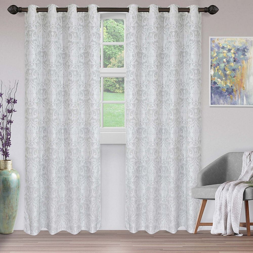 

Улучшенная пара жаккардовых штор Lotus из 2 оконных занавесок SUPERIOR, цвет Light Gray