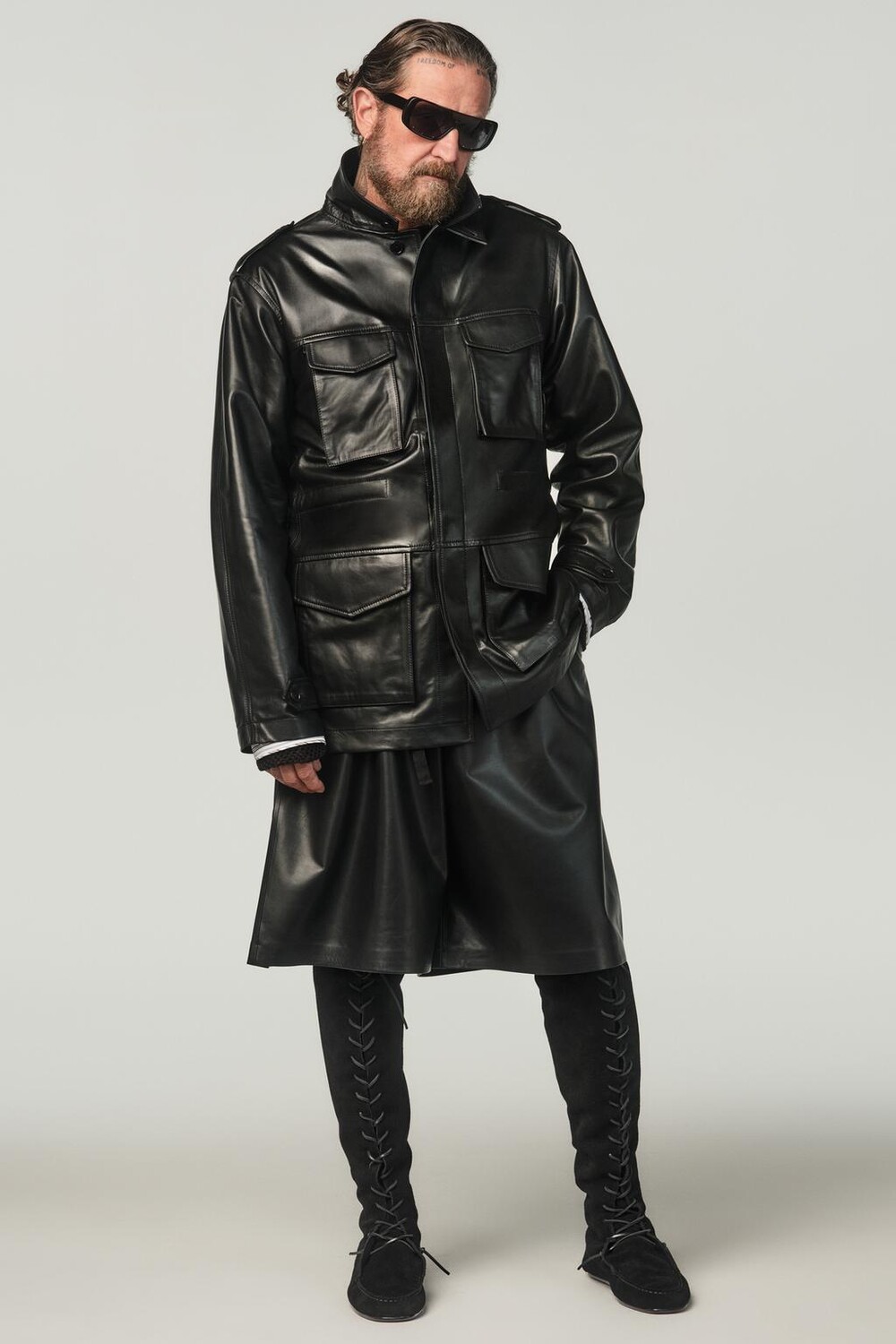 

Кожаные шорты-бермуды x Stefano Pilati ZARA, черный