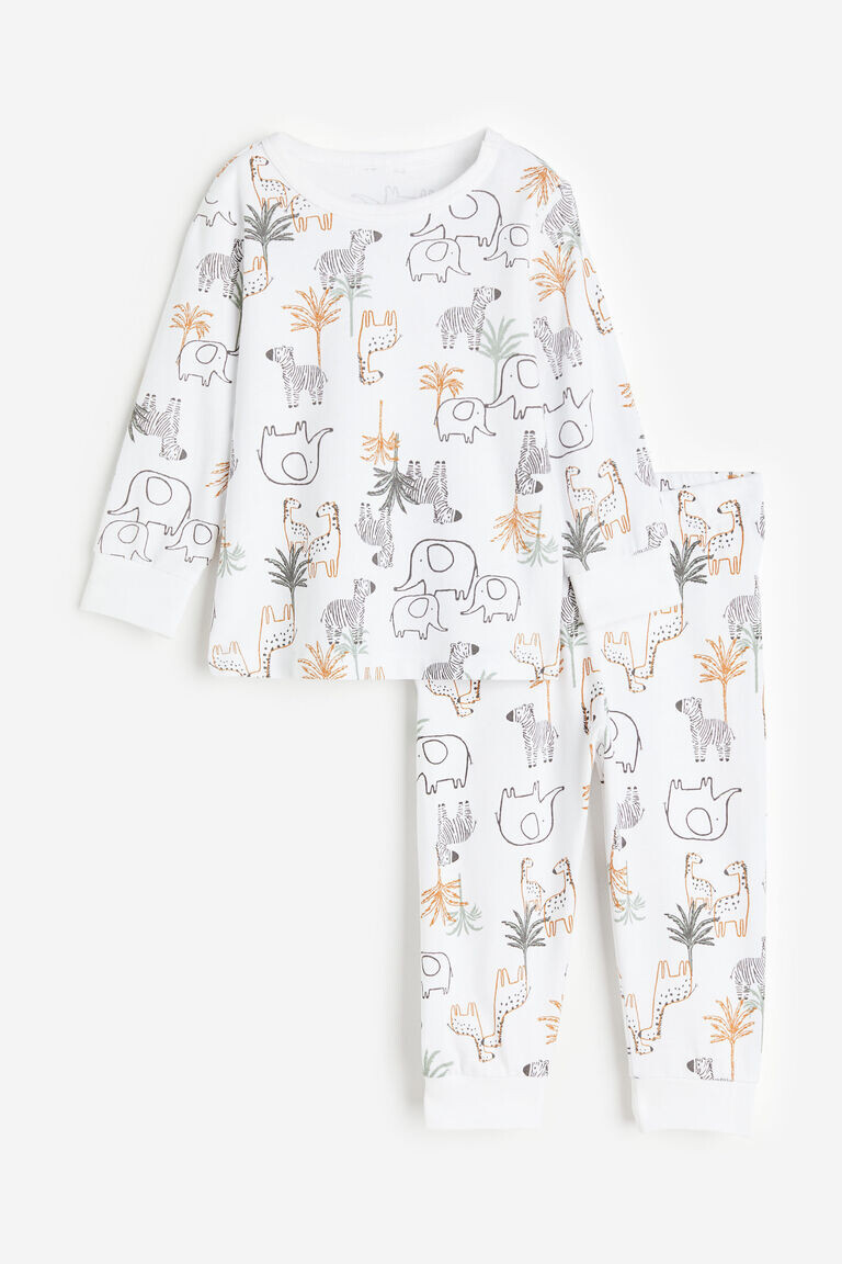 

Хлопковая пижама с принтом H&M, белый