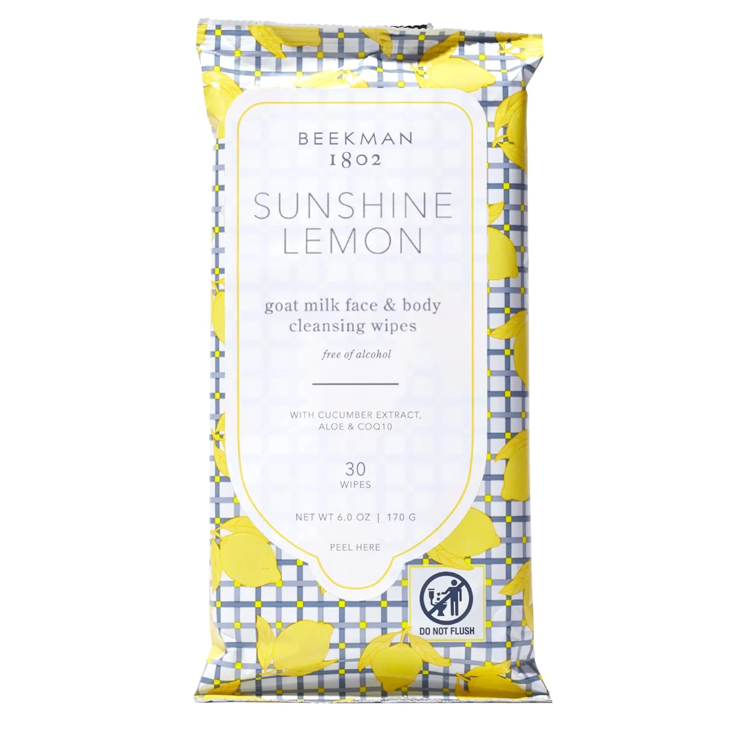 Beekman 1802 Салфетки для лица для снятия макияжа, с козьим молоком и алоэ, аромат лимона, 30 шт 30 шт. (1 шт.)