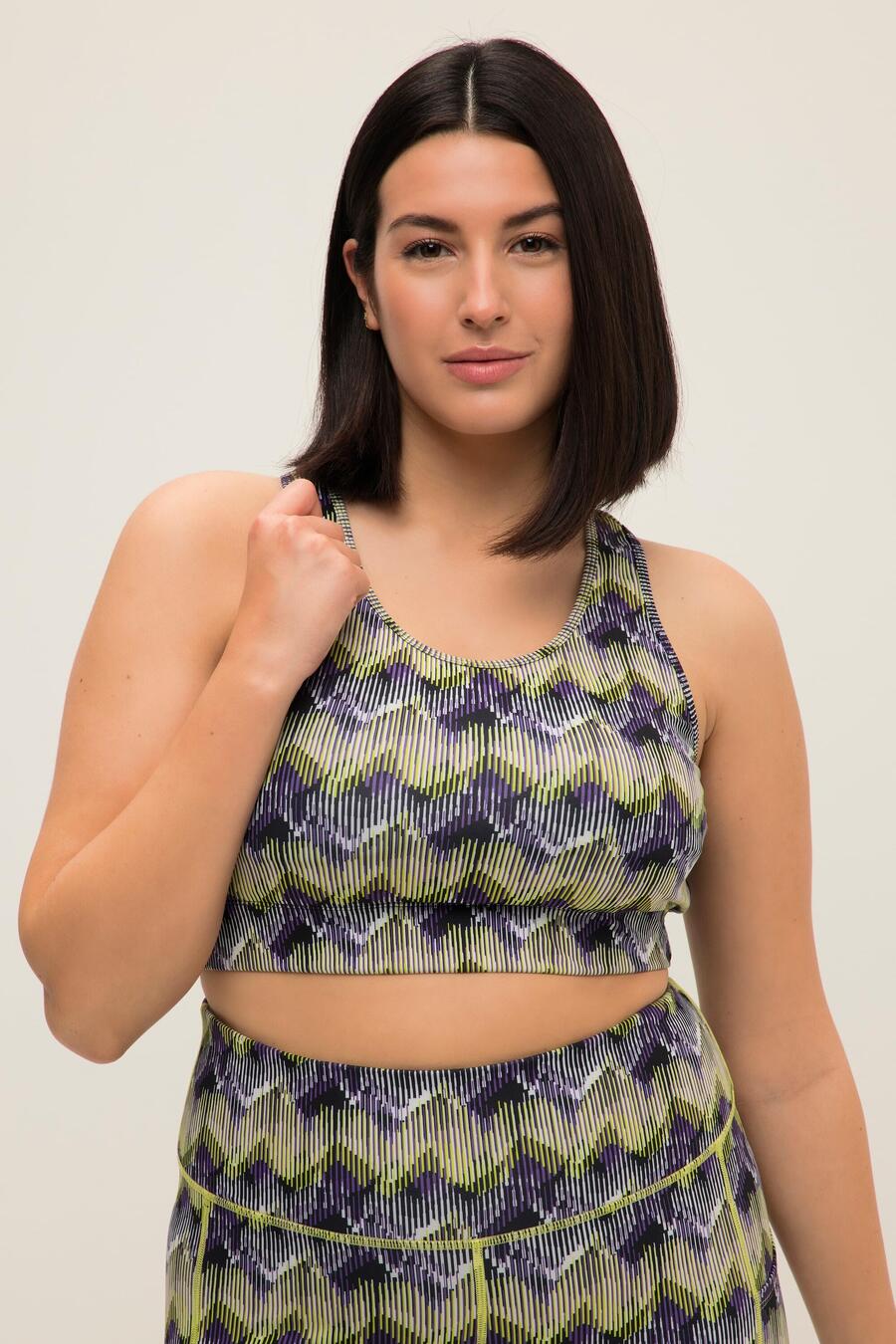 

ULLA POPKEN Женский спортивный бюстгальтер с мягкими чашками и принтом по всей поверхности, спина-борцовка