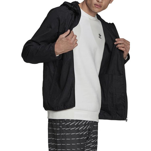 Куртка Men's adidas originals Solid Color Logo Hooded Zipper Cardigan Elastic Sports Jacket Black, черный — фото 3