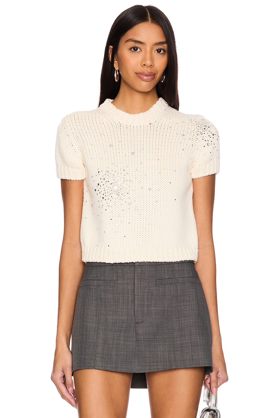 

Футболка из толстого вязаного трикотажа Des Phemmes, off white