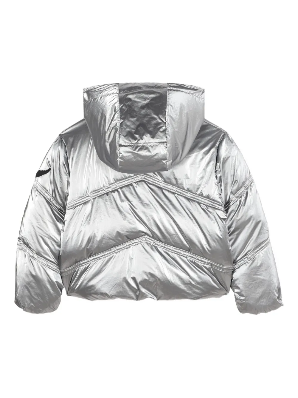 Пуховик с эффектом металлик Zadig & Voltaire Kids, серебяный — фото 3
