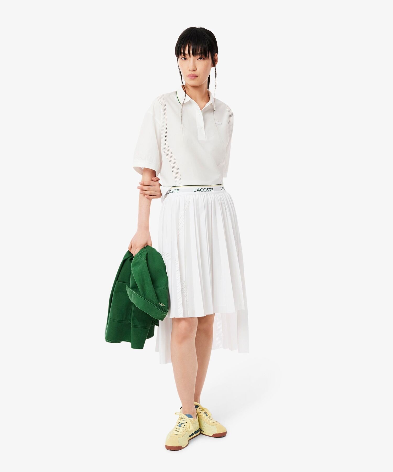 Юбка плиссированная Lacoste асимметричная, белый — фото 2