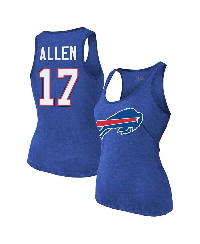 

Женская майка-топ Josh Allen Royal Buffalo Bills с именем и номером Tri-Blend Majestic