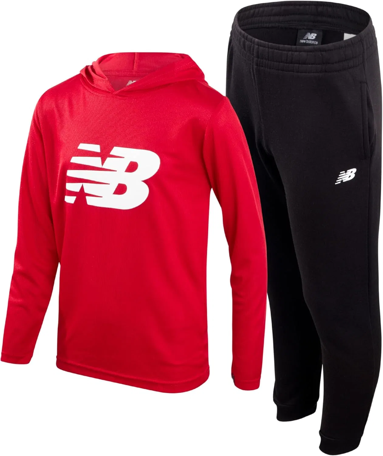 Детский спортивный костюм из 2 предметов, трикотажный худи и джоггеры, New Balance, красный/черный