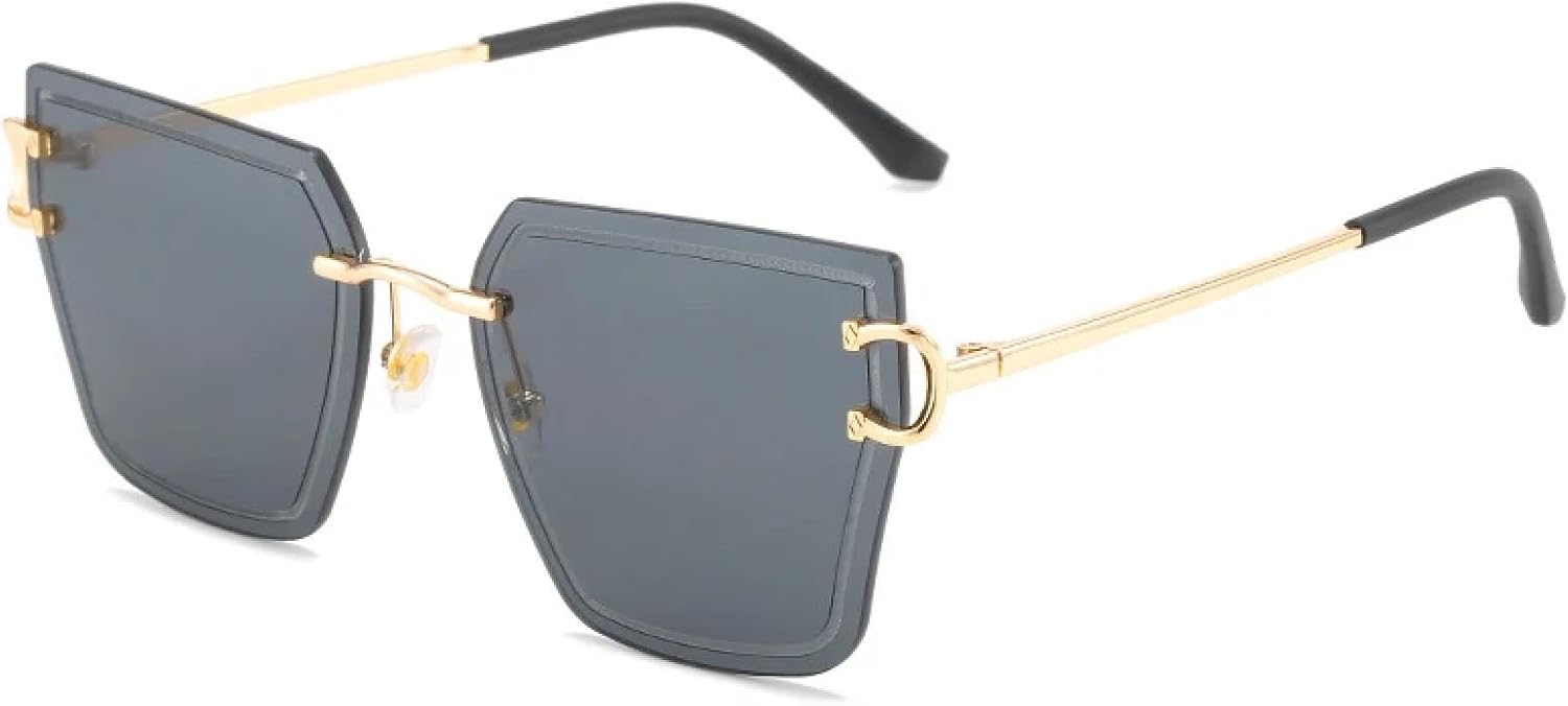 

Модные безободковые металлические солнцезащитные очки для женщин и мужчин, винтажный тренд, солнцезащитные очки для путешествий, уличной фотографии, защита от УФ-излучения UV400 TKKTLLT, Gold Gray