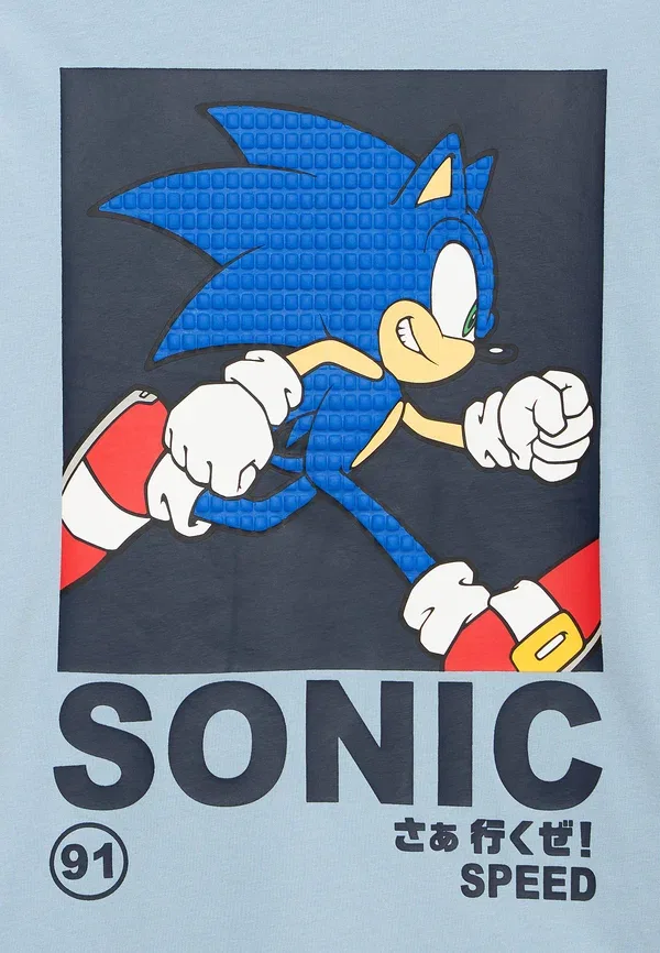 Футболка Name It Nkmactis Sonic SS Nreg Top Box Sky Print T-Shirt, синий туман — фото 4