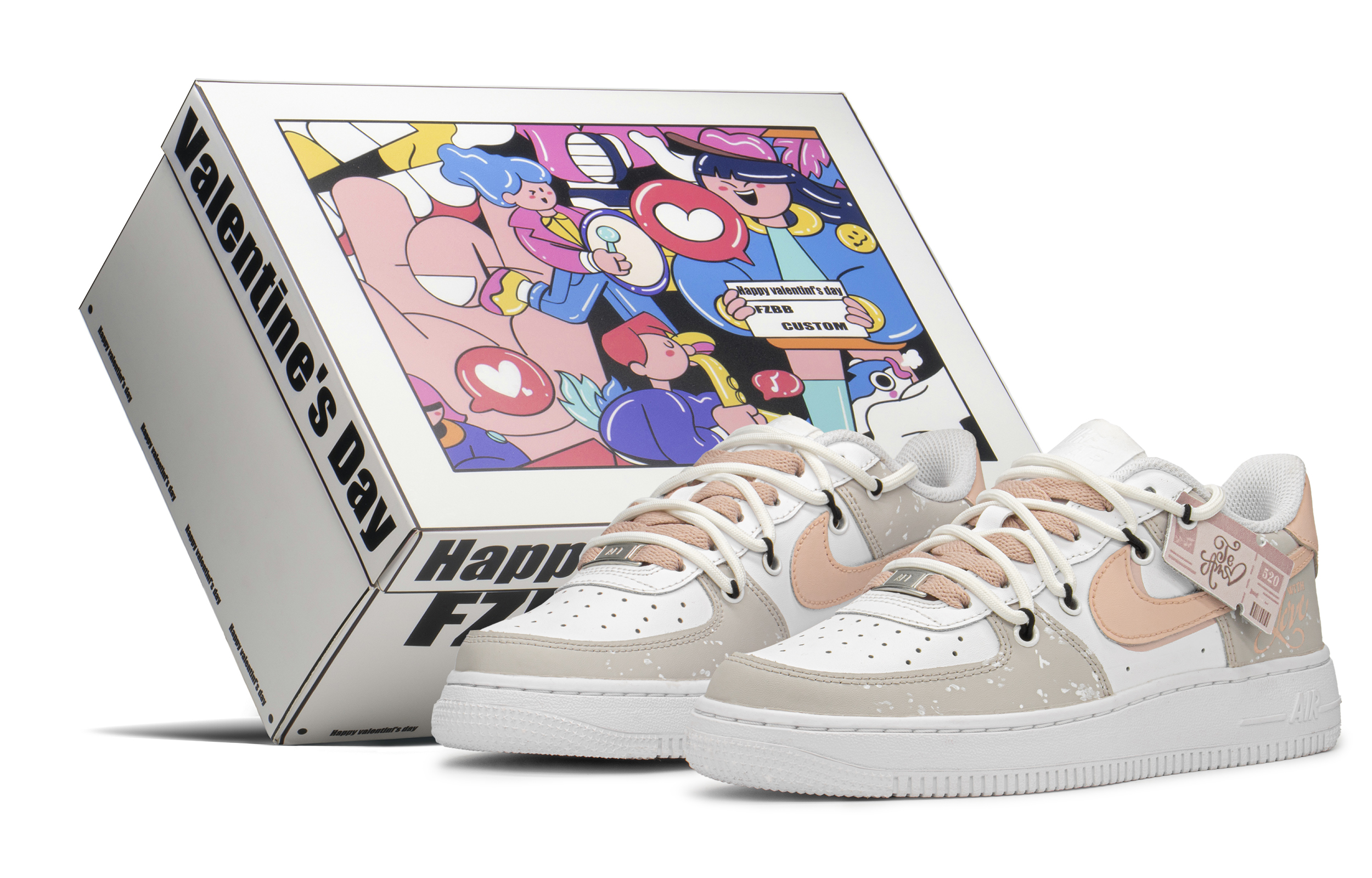 

Кроссовки Nike Air Force 1 Skateboard Shoes Women's Low-Top Beige Pink