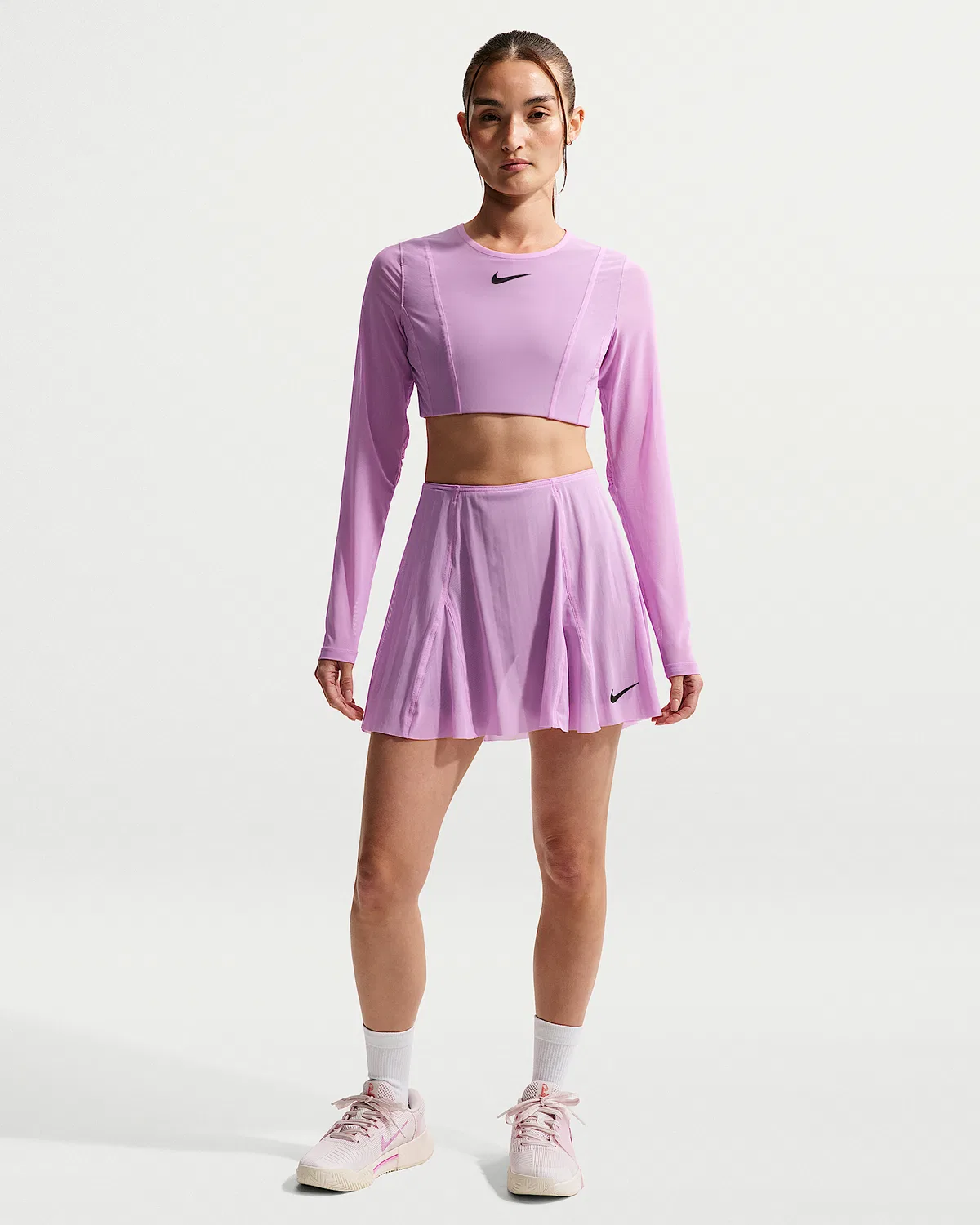 Женская юбка для тенниса с высокой посадкой NikeCourt Slam, Light Magenta/Tattoo/Black