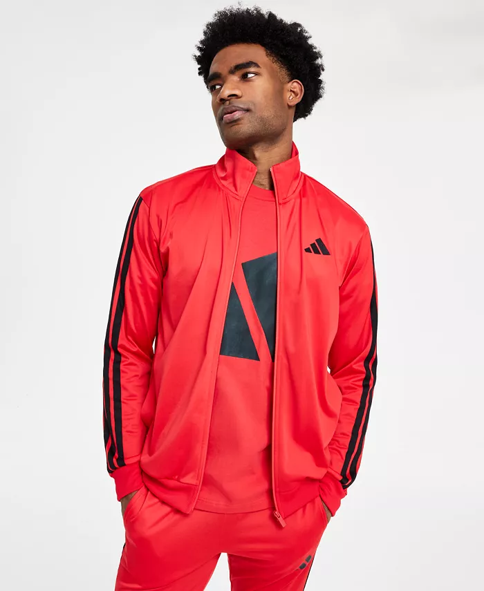 

Мужской трикотажный топ с тремя полосками, стандартный размер adidas, красный