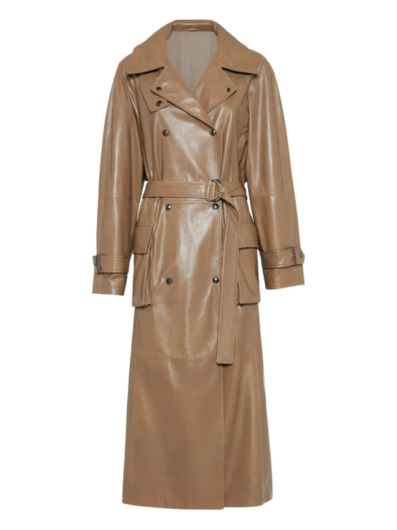 

Brunello Cucinelli кожаный тренч, нейтральный