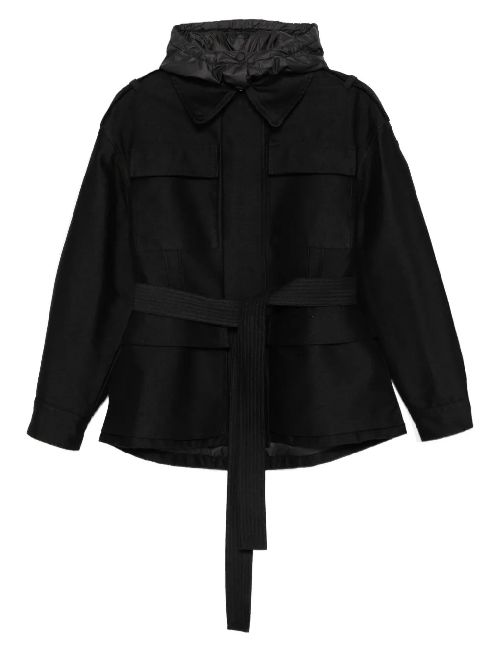

Куртка с капюшоном и поясом MONCLER, черный
