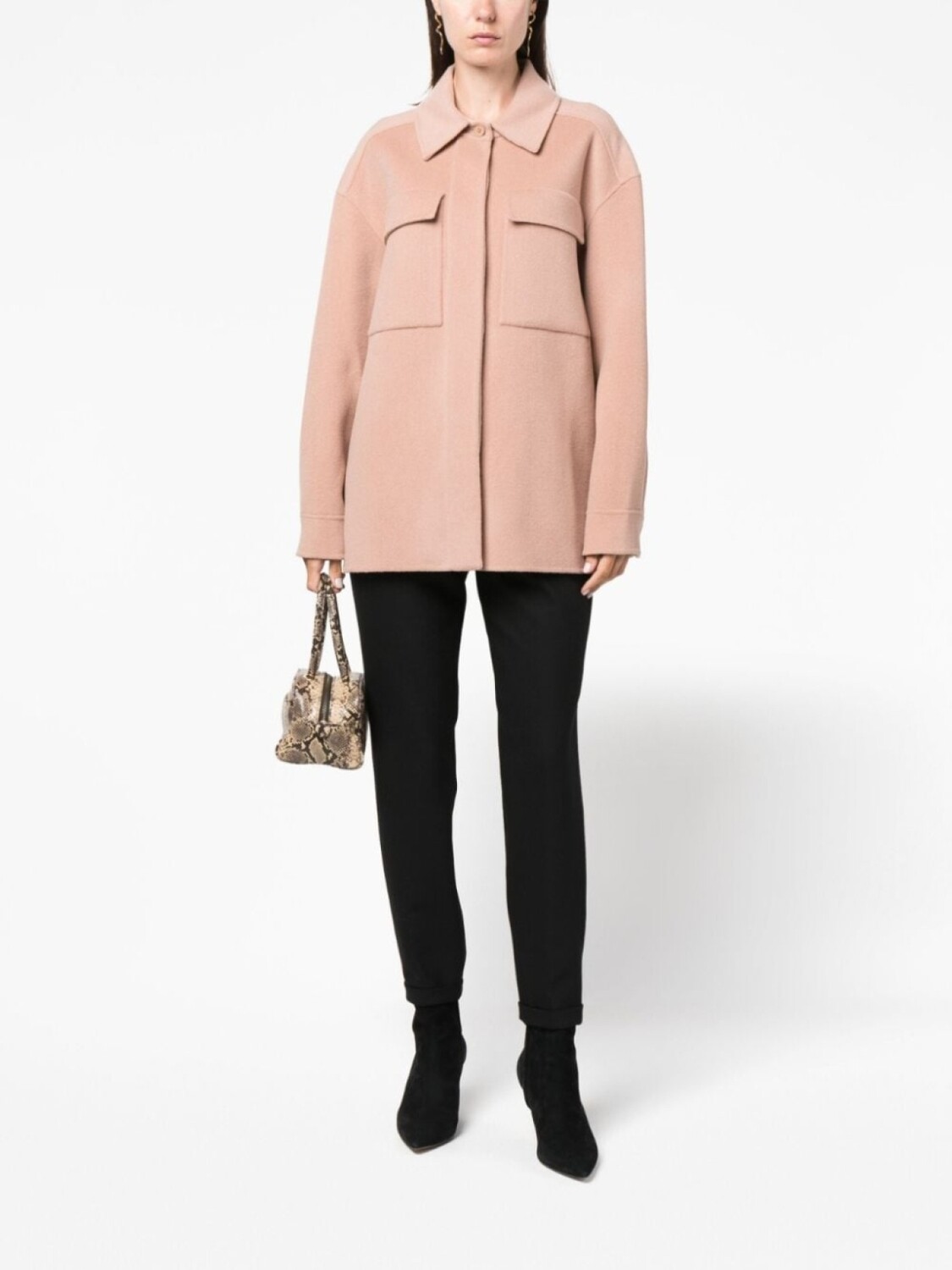 Calvin Klein шерстяная куртка-рубашка с отложным воротником, розовый — фото 2
