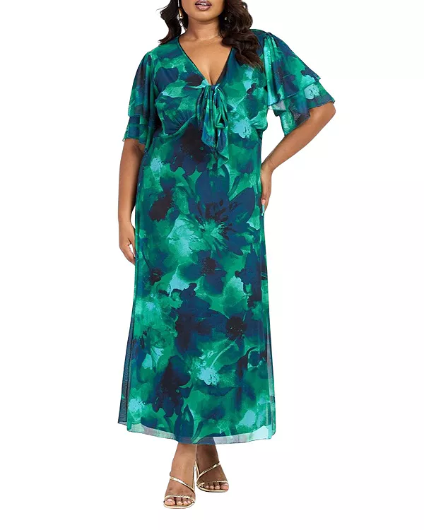 

Платье миди с рукавами-крылышками Fashion-Szn Curve, зеленый