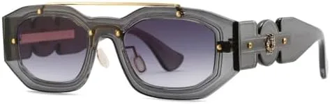 

Модные панк-солнцезащитные очки 2027 года для мужчин, винтажные, декоративные, многоугольные, для женщин, весенние, уникальные солнцезащитные очки MTZJH, Gray