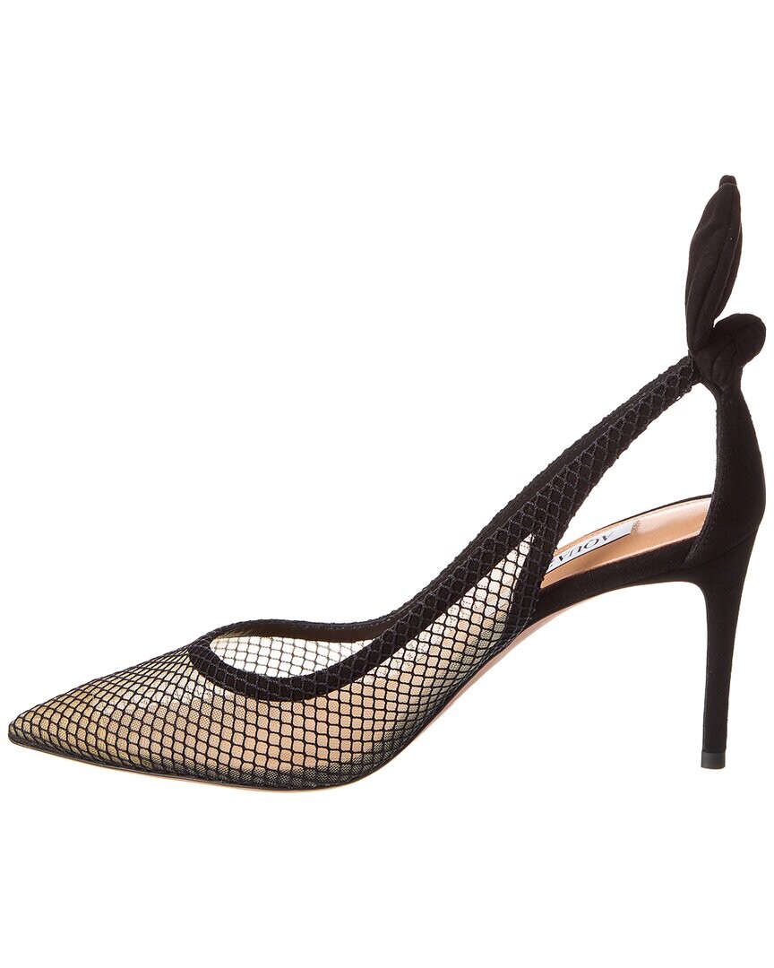 

Туфли из сетки и замши Aquazzura с галстуком-бабочкой 85, черный