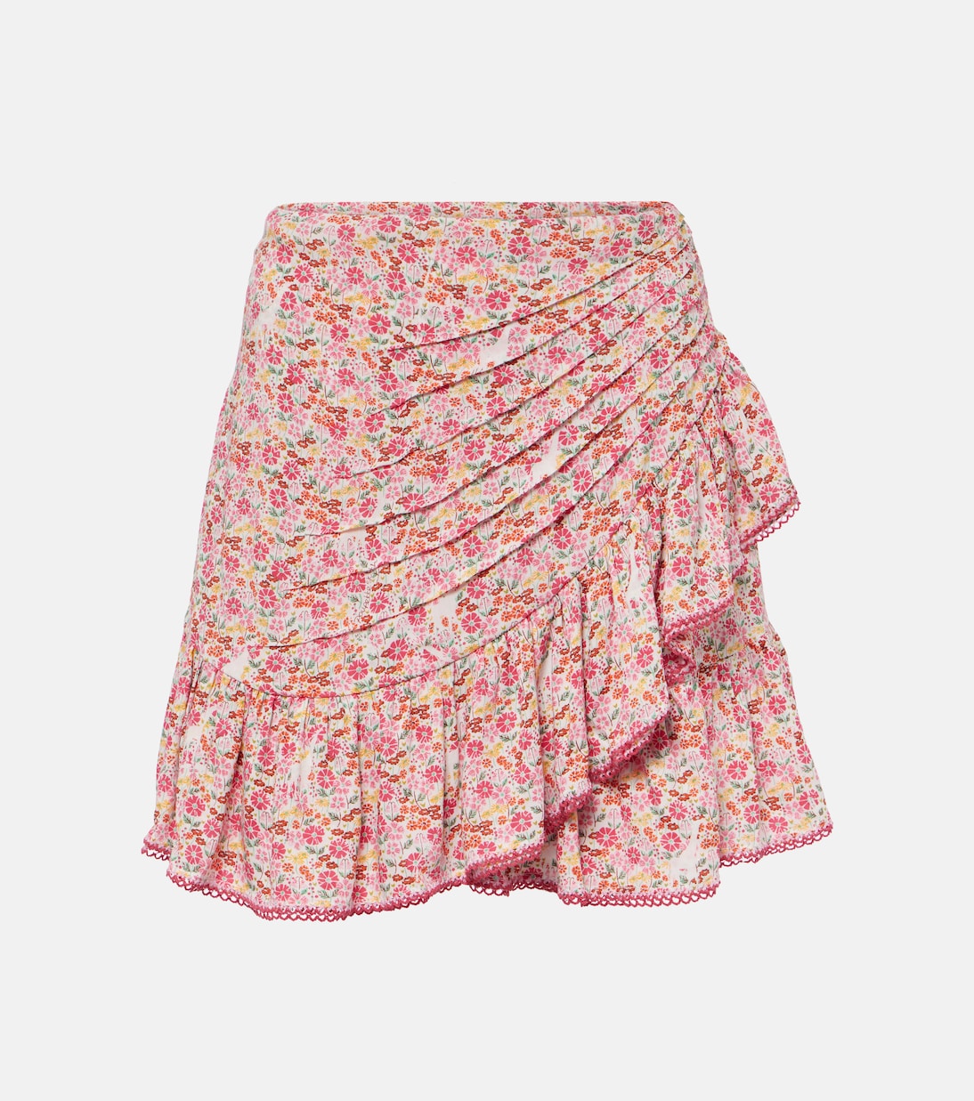 

Мини-юбка Mabelle с цветочным принтом и сборками Poupette St Barth, Pink Jardin