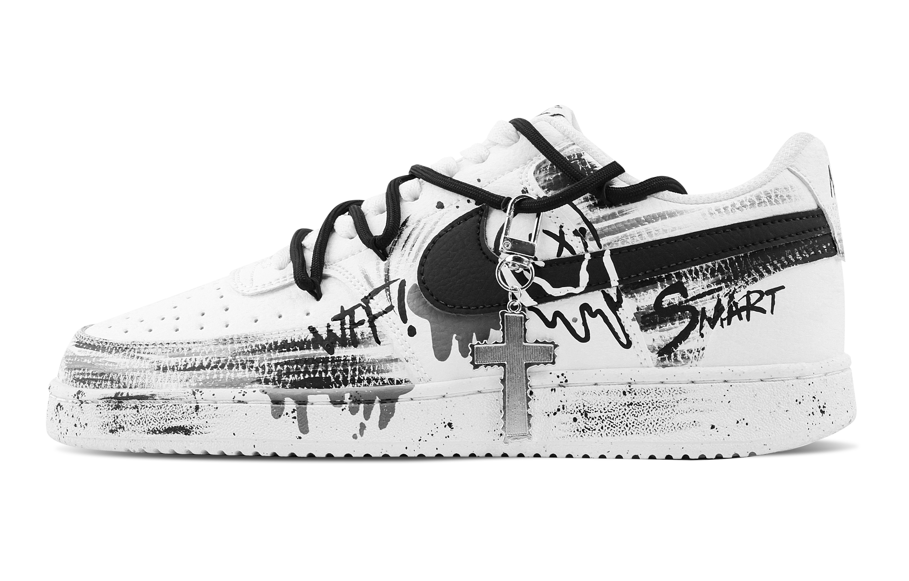 

Nike Кроссовки Court Vision 1 Melting Crisis, износостойкие, низкие, для скейтбординга, мужские, черно-белые