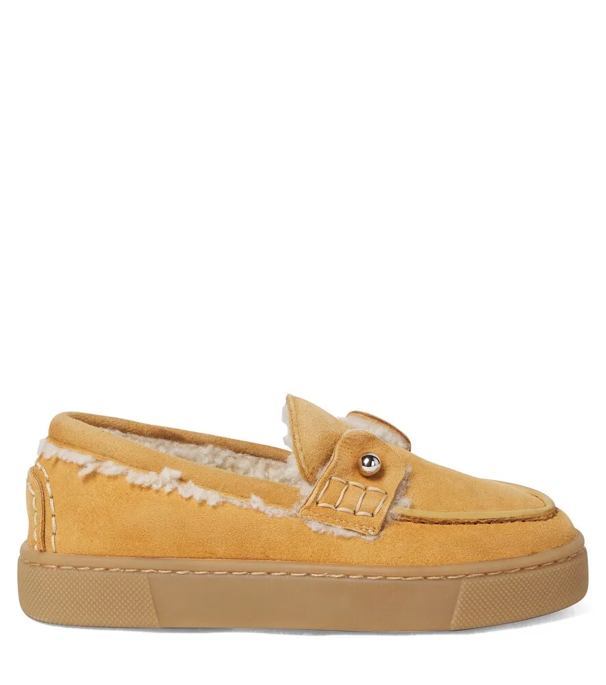 Лоферы Chambelikid из замши с подкладкой из овчины Christian Louboutin Kids, желтый — фото 3
