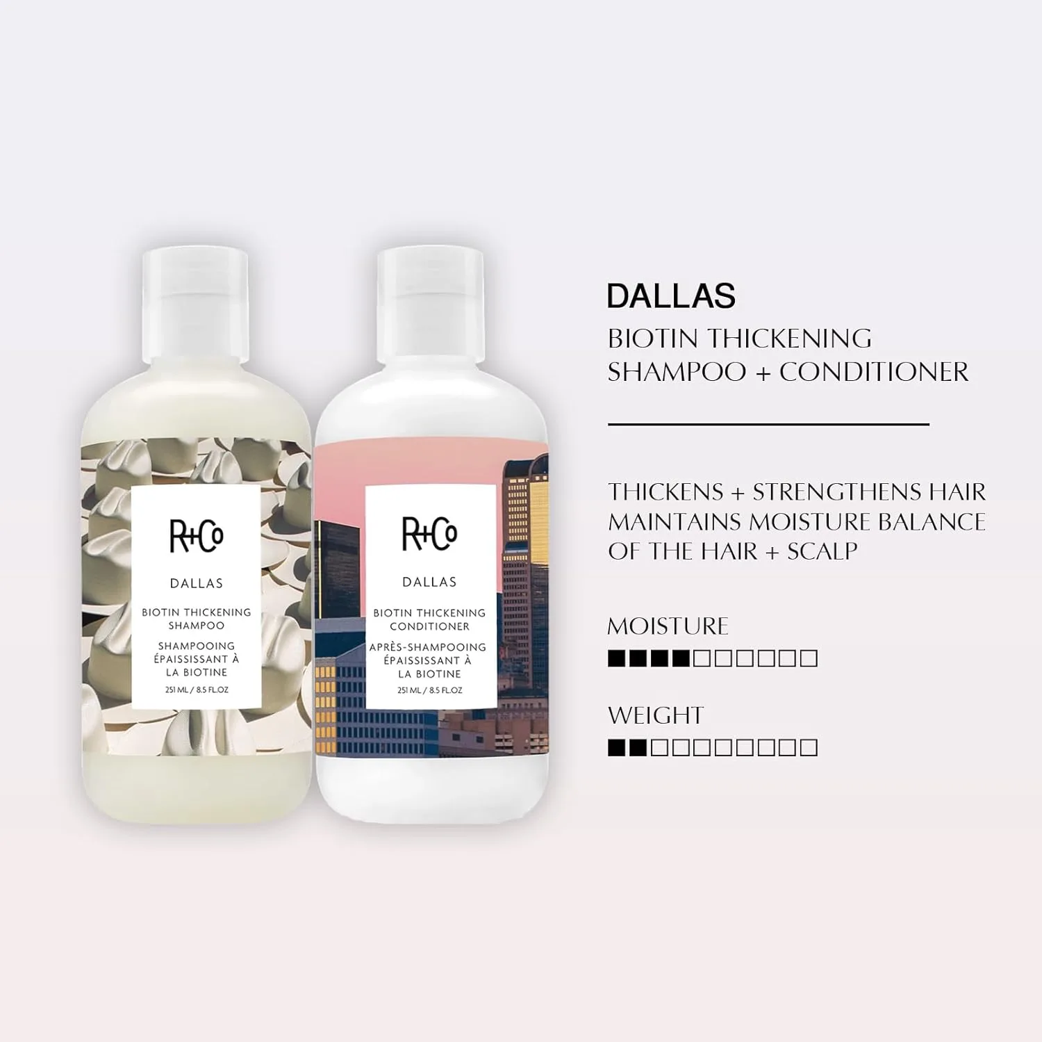 Набор шампуня и кондиционера r+co dallas biotin для объема, для тонких и редких волос, 8,5 унций (2 шт) 251 мл (2 шт.) — фото 3