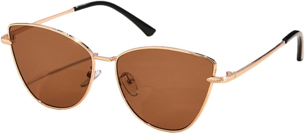 

Солнцезащитные очки LVTFCO в треугольной металлической оправе для женщин, модель «кошачий глаз», модные, маленькие, стильные, в уличном стиле, с защитой от УФ-излучения UV400, Brown