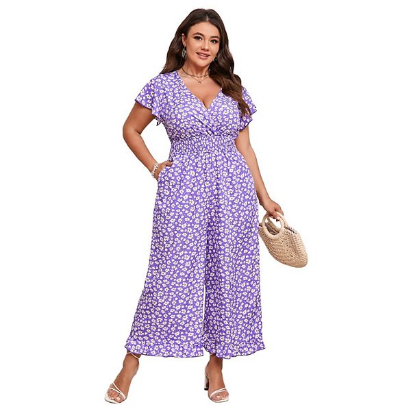 

Костюм Wonder plus size с короткими рукавами и эластичным поясом Xuba, Purple