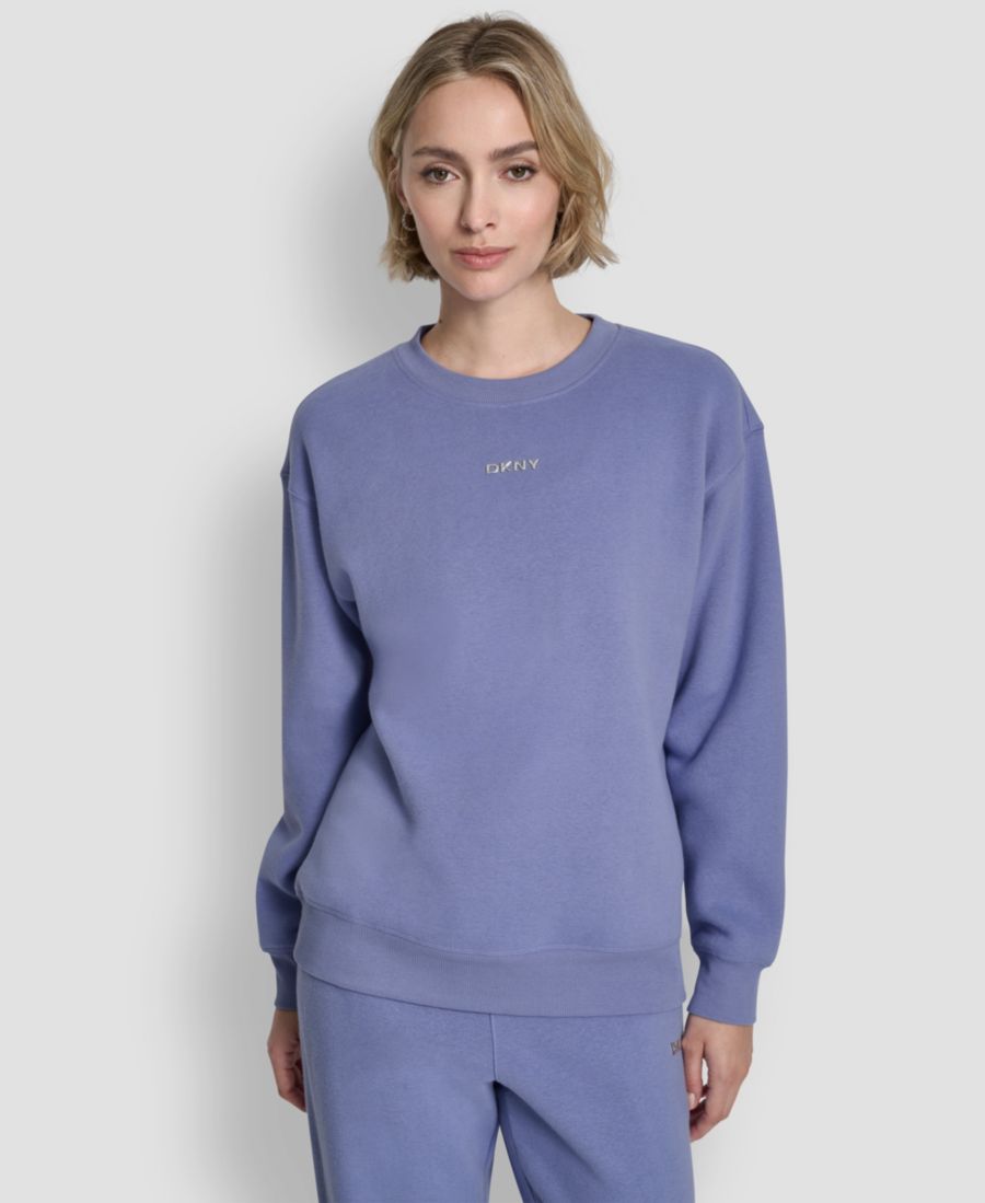 

Женская толстовка с металлизированным круглым вырезом DKNY Sport, Bluestone