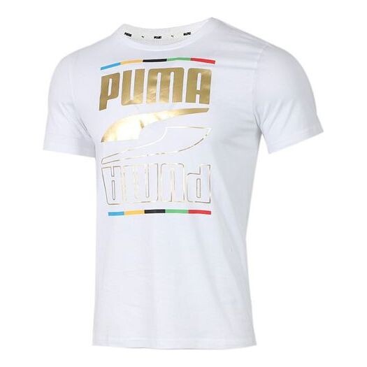 

Футболка casual sports bronzing logo alphabet printing round neck white Puma, белый