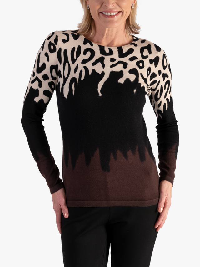

Джемпер со смешанным животным принтом chesca, цвет Black/Cream