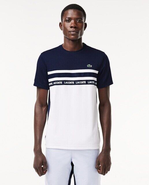

Теннисная футболка из ультрасухого пике с полоской с логотипом Lacoste, белый