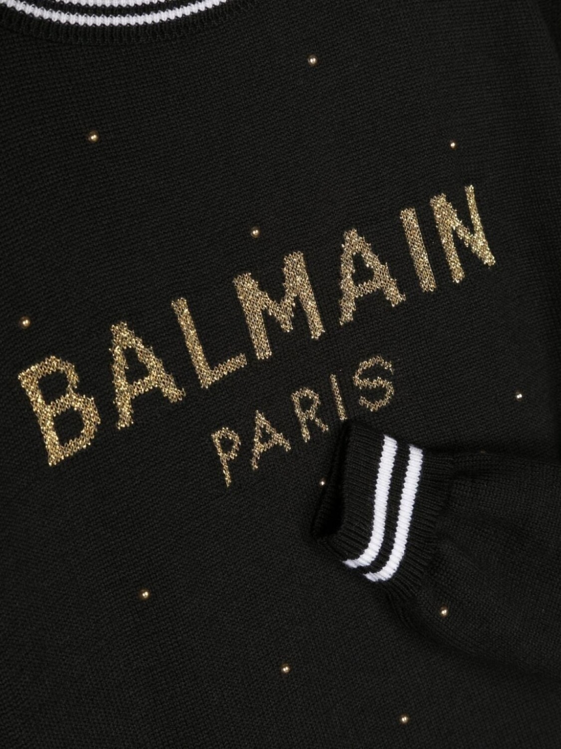 Balmain Kids джемпер вязки интарсия с логотипом, черный — фото 3