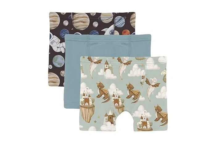 Набор боксеров из 3 штук ультрамягкие Print Boxer Brief Set Kickee Pants Kids, Denim Motorcycles/Spring Sky/Natural Construction Trucks