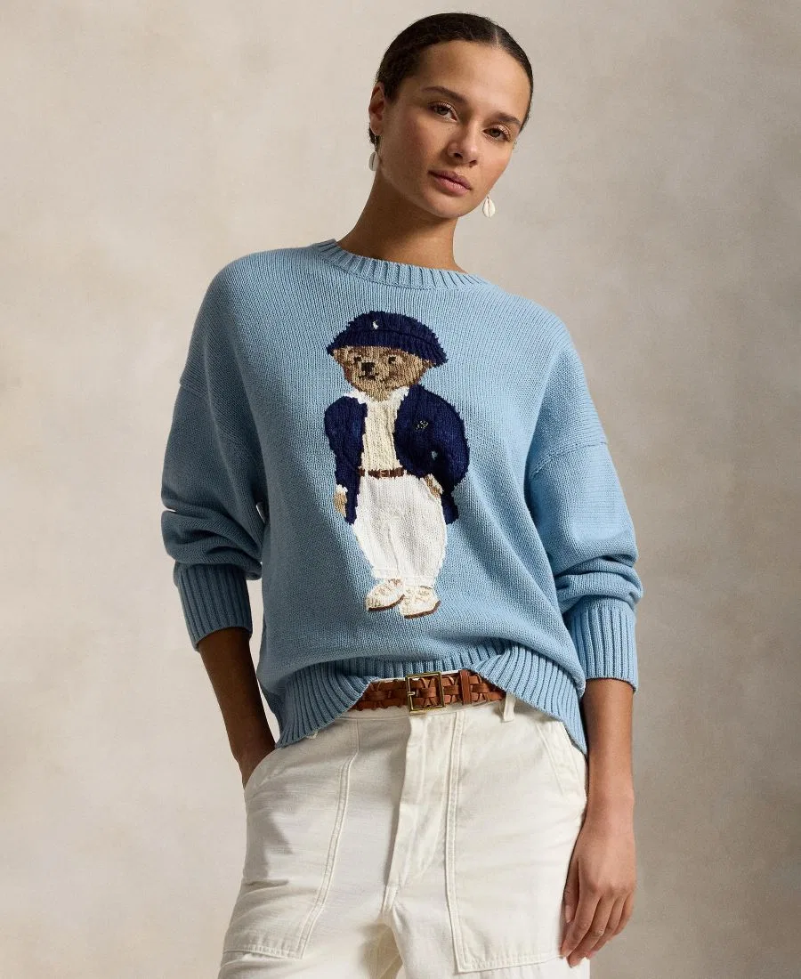 Женский свитер Polo Bear оверсайз с круглым вырезом Polo Ralph Lauren, синий