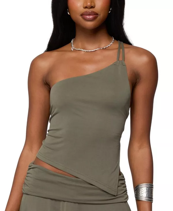 

Асимметричный топ Janah с одним открытым плечом и спинкой Edikted, зеленый