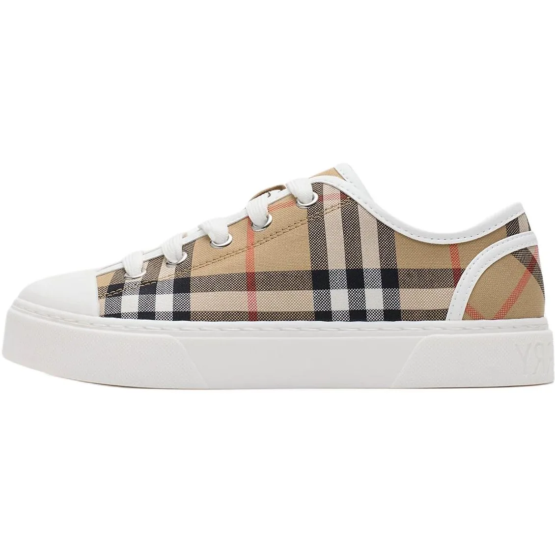 Burberry Детские низкие кеды из канваса Sandy Beige