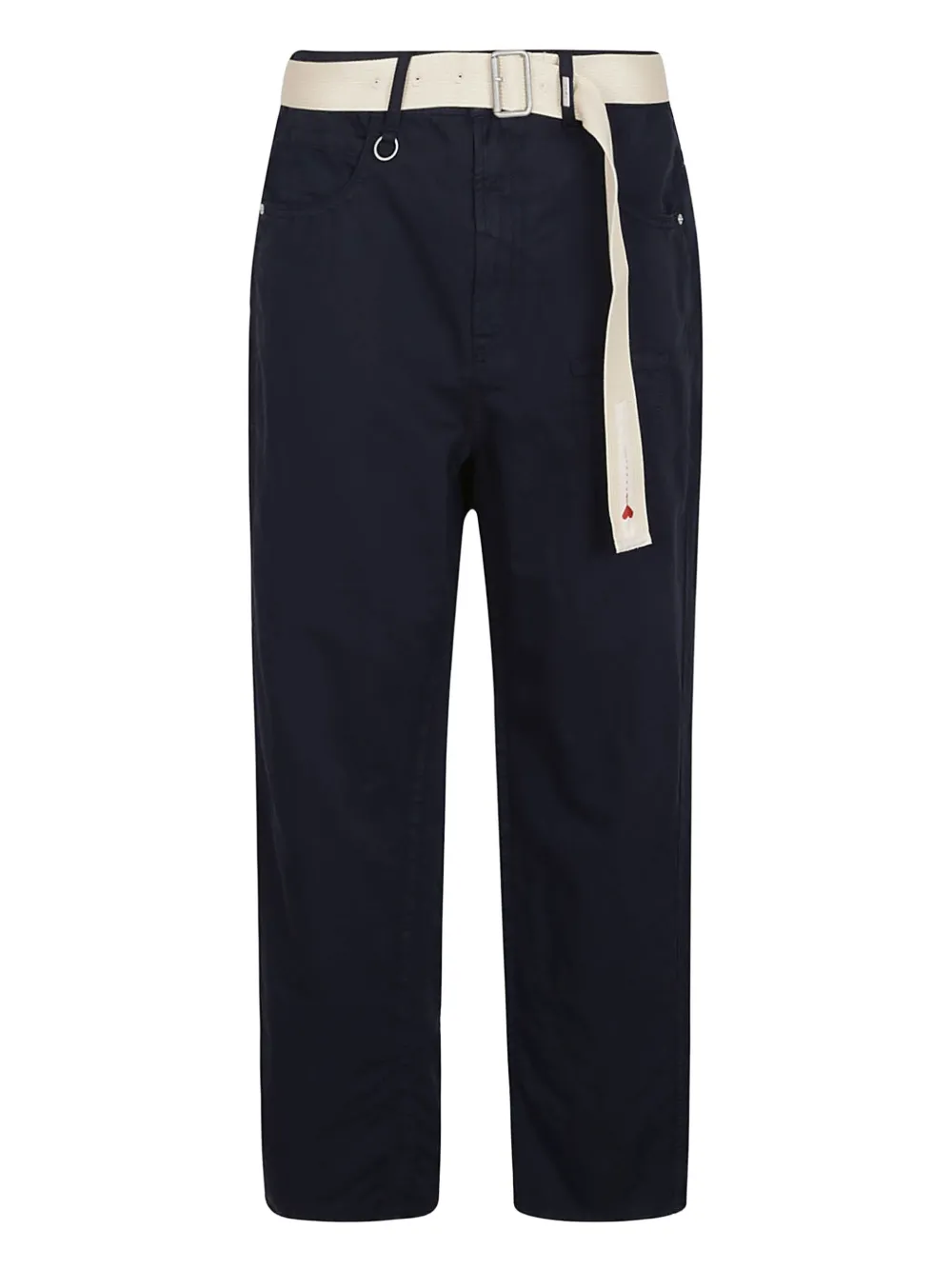 

Брюки из хлопка и льна с поясом High, синий