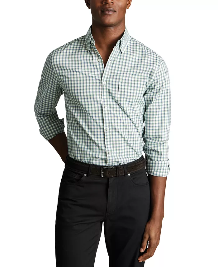 

Мужская рубашка на пуговицах в клетку с длинным рукавом Slim Fit Charles Tyrwhitt, зеленый