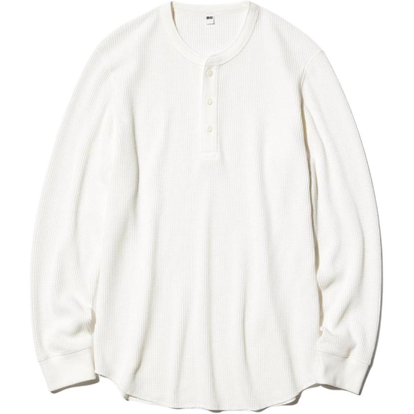 

Uniqlo Мужские футболки цвета слоновой кости с воротником Генри, Бежевый, Uniqlo Мужские футболки цвета слоновой кости с воротником Генри