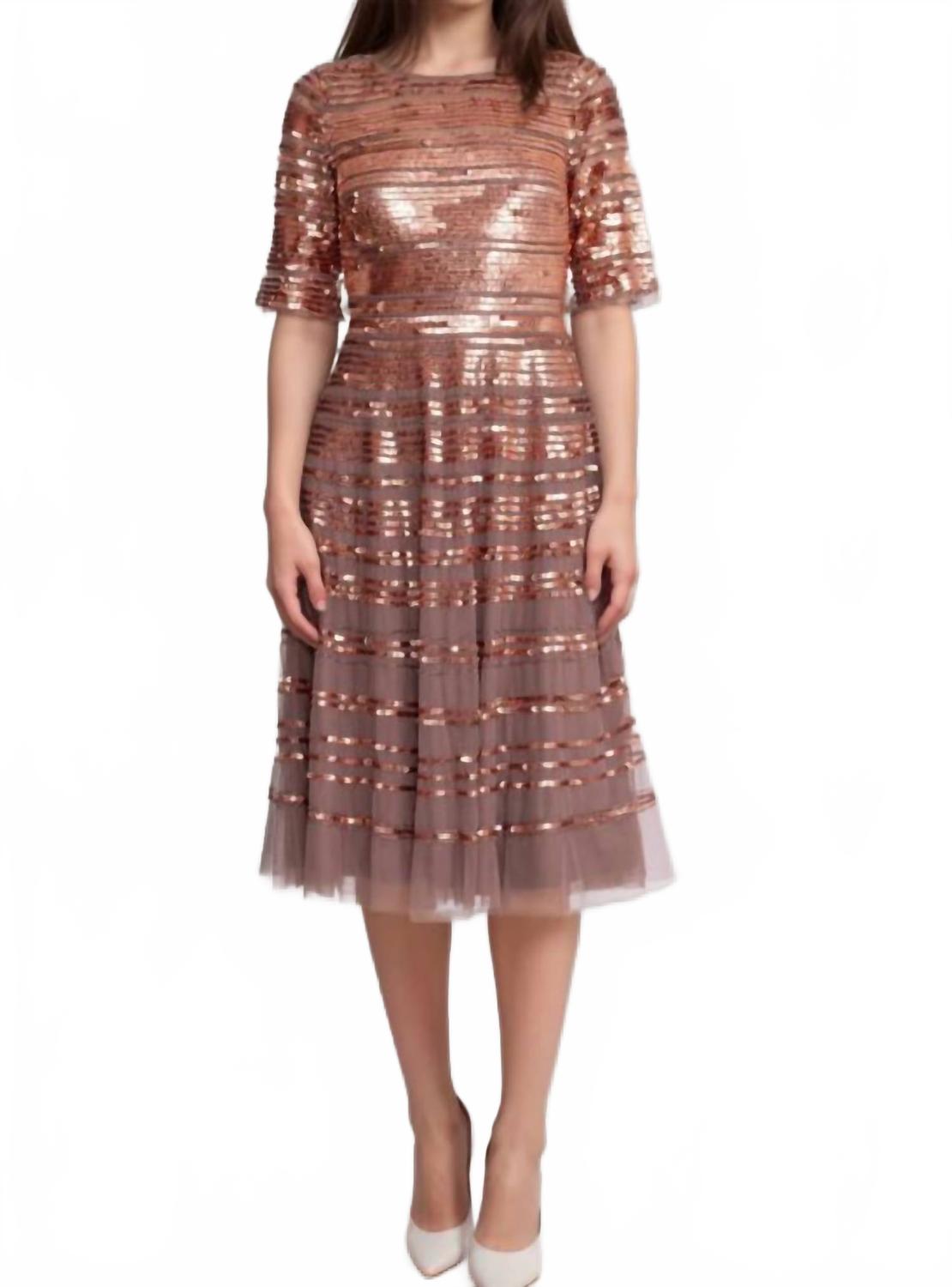 

Бисерное сетчатое платье с пайетками в цвете сепия Johnny Was, Sepia