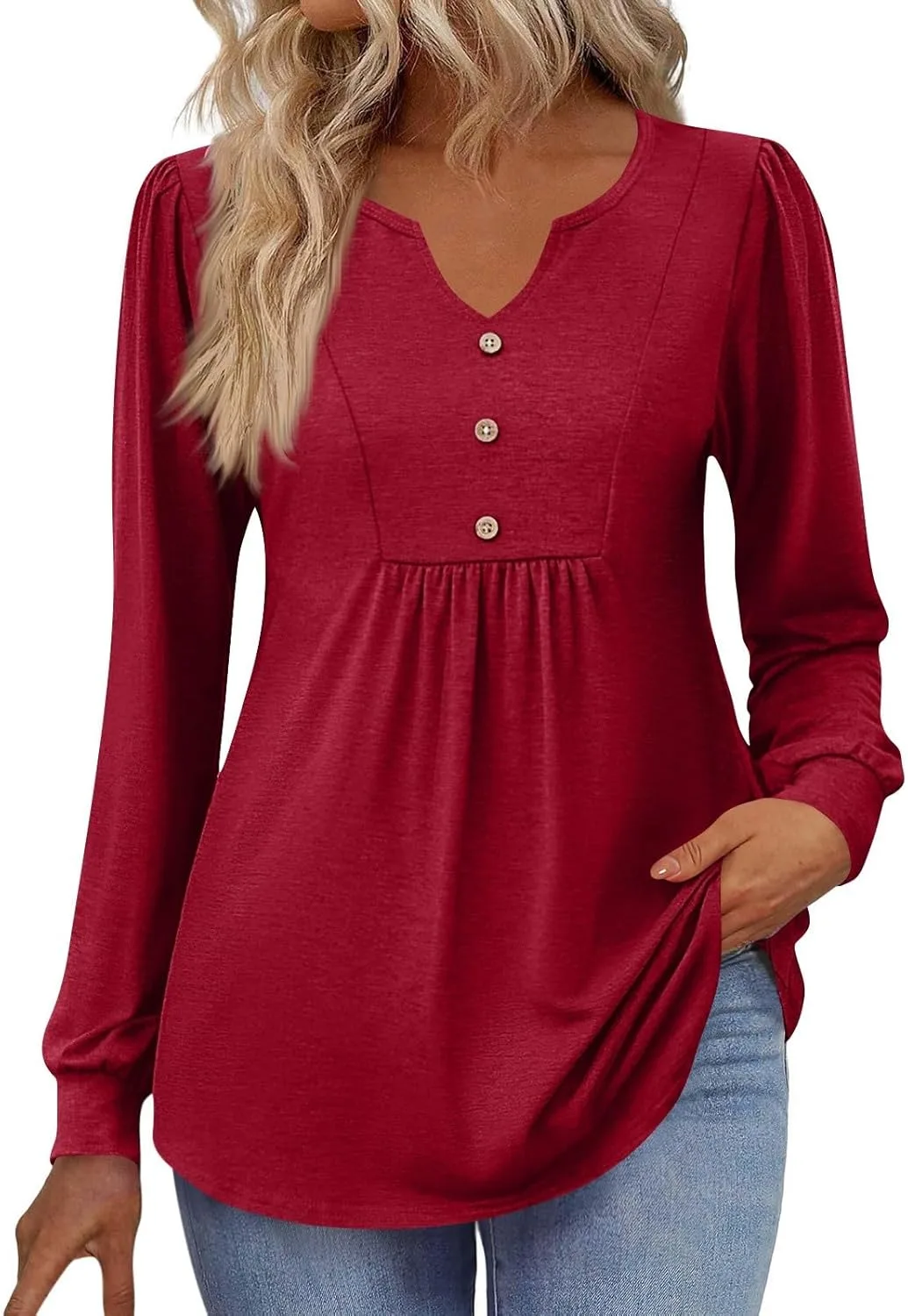 

Длинная рубашка-туника с V-образным вырезом и плиссировкой FlekmanArt