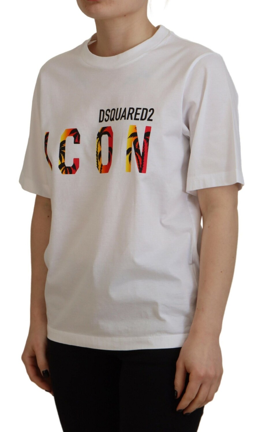 Белая хлопковая блестящая футболка Icon East Tee с круглым вырезом Dsquared2 — фото 2