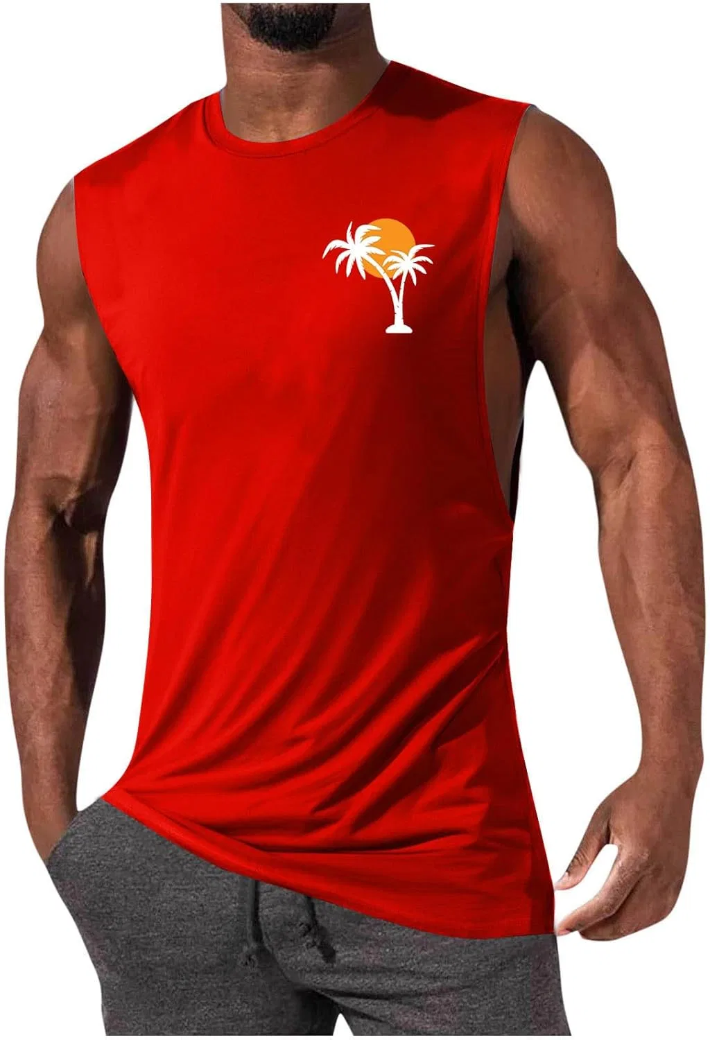 Мужской топ на лямках Cotton, A07_red