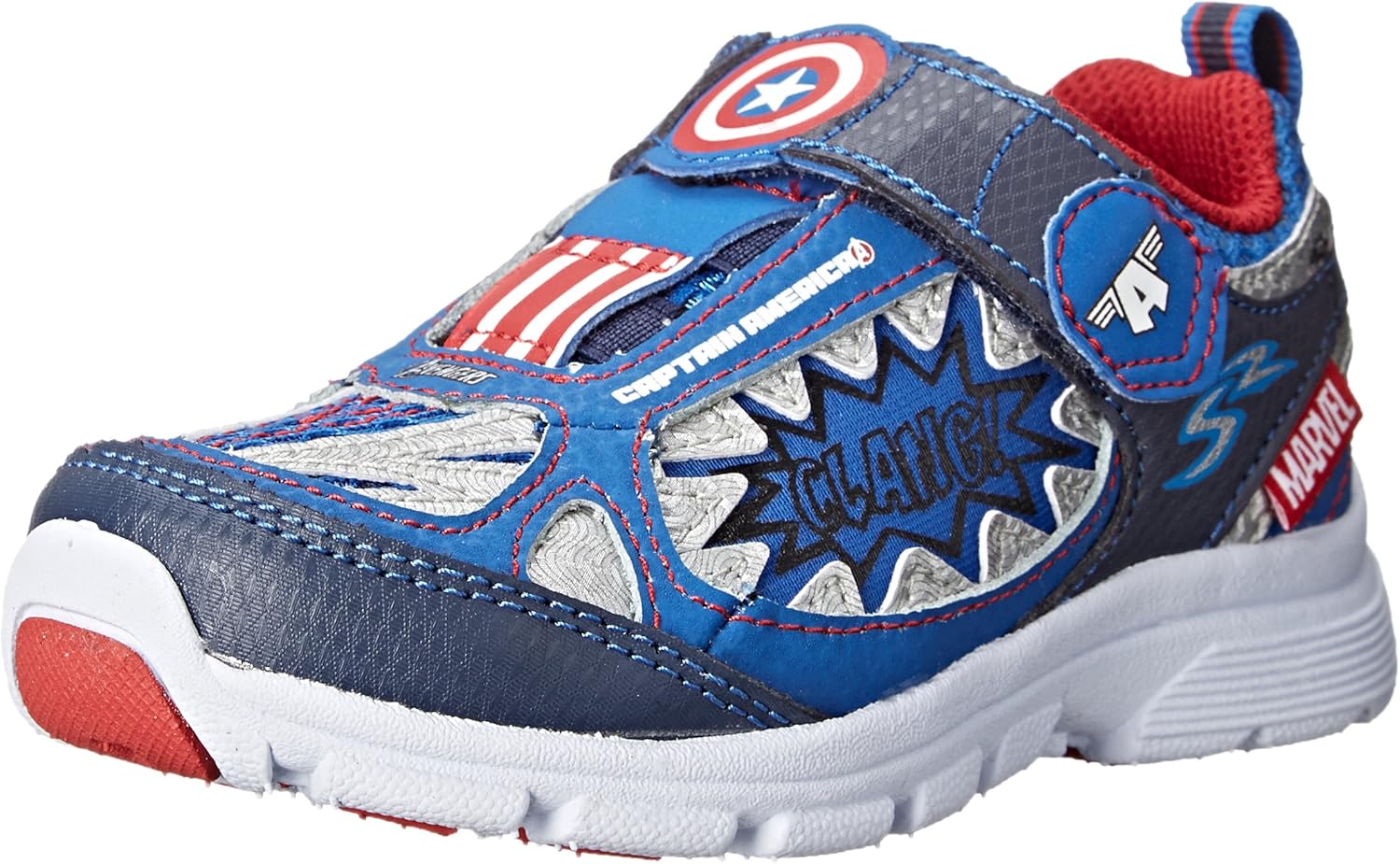 

Детские кроссовки Stride Rite Avengers с подсветкой Captain America (малыши/маленькие дети), темно-синий