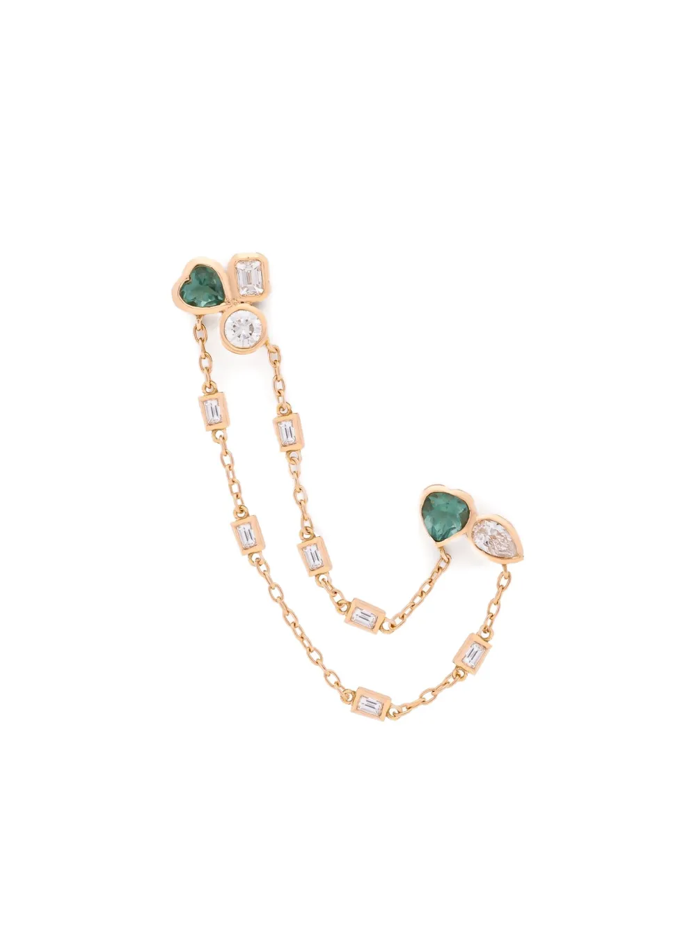 

Серьга из розового золота 18 карат с бриллиантами и сапфирами Tanka & Baroque, розовый