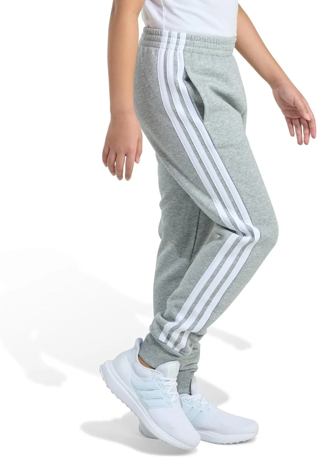 Детские флисовые спортивные брюки Adidas с тремя полосками, Medium Grey Heather — фото 2